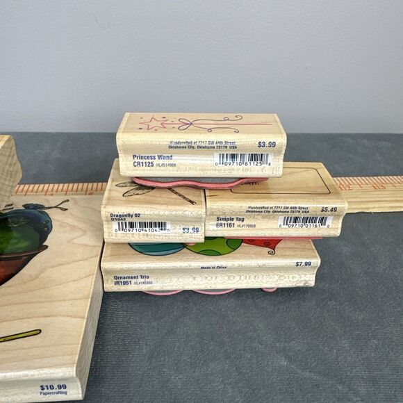 Stampabilities Wood Rubber Stamp Lot Christmas Holiday Santa Reindeer Train Tag - Picture 11 of 11